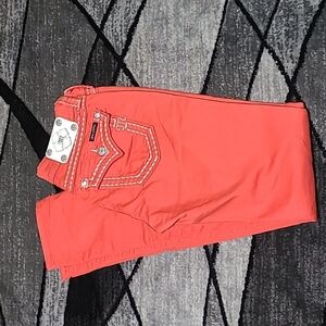 MISS ME RHINESTONES CARROT RED SKINNY DENIM JEAN PRICE FIRM